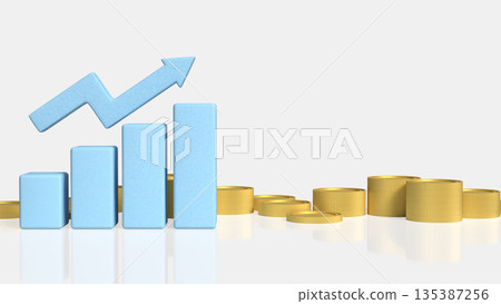Financial Growth Concept with Rising Bar Chart and Upward Arrow 3d render. Financial Growth Concept with Rising Bar Chart and Upward Arrow 3d render. 135387256
