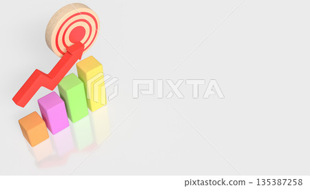 Business Growth Target Achievement Concept with Rising Chart and Arrow 3d render. 135387258