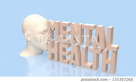 Mental Health Awareness Concept with Human Mind and Wellbeing Focus 3d render. Mental Health Awareness Concept with Human Mind and Wellbeing Focus 3d render. 135387268