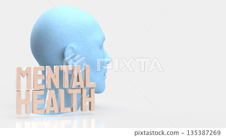 Mental Health Awareness Concept with Human Mind Profile Illustration 3d render. Mental Health Awareness Concept with Human Mind Profile Illustration 3d render. 135387269