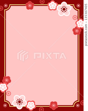 Cute red and white plum blossom Japanese style vertical template Cute red and white plum blossom Japanese style vertical template 135387405