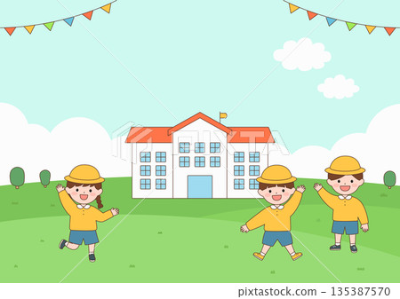 Vector illustrations of cute children. Vector illustrations of cute children. 135387570
