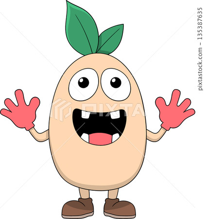 Happy Potato Vegetable Character With Vitamins Illustration Happy Potato Vegetable Character With Vitamins Illustration 135387635