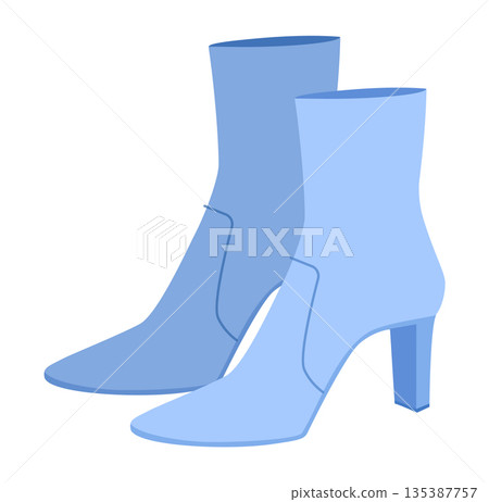 Blue seamed block heel ankle boot women color pair. Stitched detail with chunky sole elegance, luxury refined look 135387757