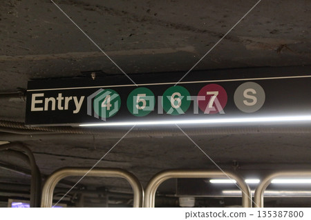 Grand Central 42nd MTA subway station entry sign in New York, NY, USA. August 27, 2025 135387800