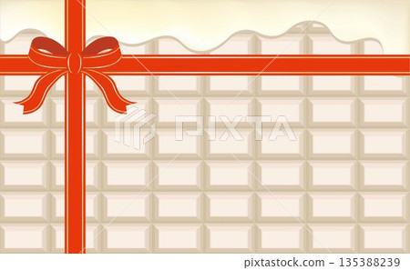 Valentine's Day background material of chocolate bars. A frame of red ribbon and melting chocolate from above Valentine's Day background material of chocolate bars. A frame of red ribbon and melting chocolate from above 135388239