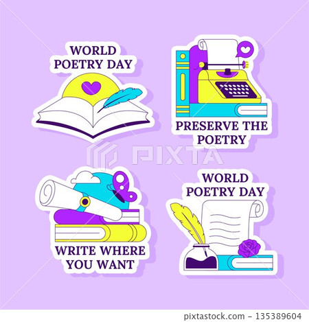 World Poetry Day Label Design Using Flat Cartoon Hand Drawn Background Illustration World Poetry Day Label Design Using Flat Cartoon Hand Drawn Background Illustration 135389604
