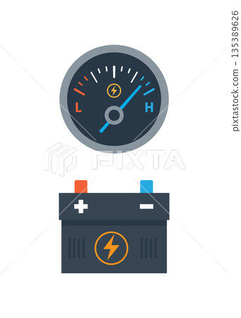 Electric Vehicle Gauge and battery stock illustration Electric Vehicle Gauge and battery stock illustration 135389626