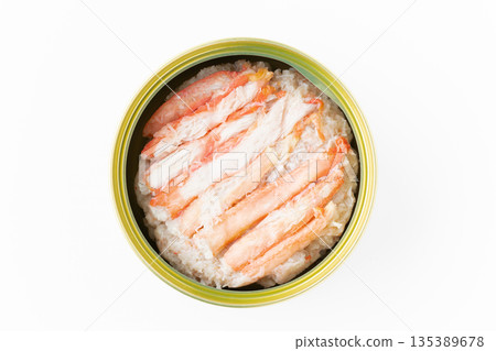 Canned boiled red snow crab on white background 135389678