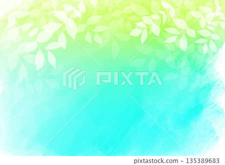 水彩抽象背景，黃綠色和鮮綠色 135389683