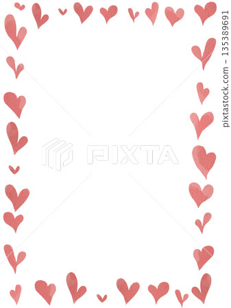 Cute watercolor heart frame 135389691