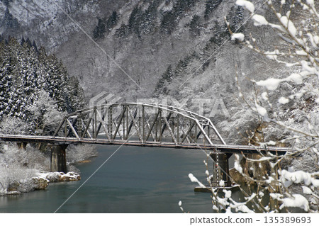 Snow-covered Tadami Line Bridge No. 4 (Mishima Town, Fukushima Prefecture) 135389693