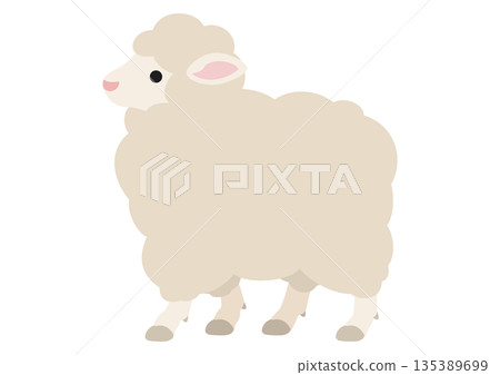 Cute vector illustration of a sheep walking leisurely 135389699