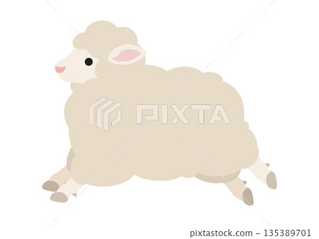Cute vector illustration of a jumping sheep 135389701
