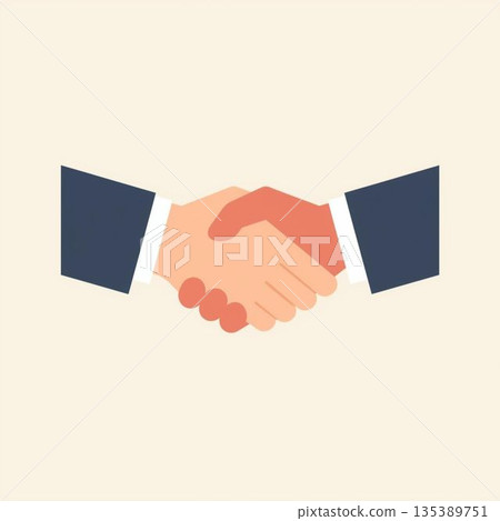 一個握手的商業圖標，象徵契約、合作與信任。 135389751