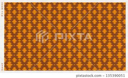 Chiyogami paper made of Japanese paper depicting the traditional Japanese "pine bark diamond" pattern in a woodblock print style 135390051