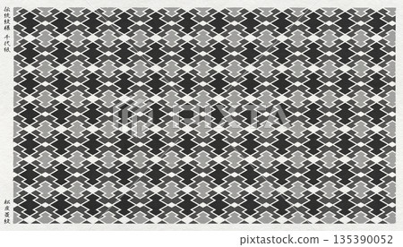 Chiyogami paper made of Japanese paper depicting the traditional Japanese "pine bark diamond" pattern in a woodblock print style Chiyogami paper made of Japanese paper depicting the traditional Japanese "pine bark diamond" pattern in a woodblock print style 135390052