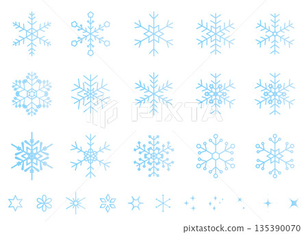 漸層雪花插畫集，向量背景素材，閃光素材 135390070