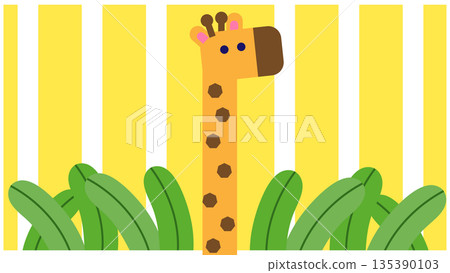 An image illustration of a counting, ranking, and start time expressed with a giraffe character with the number 1 as its motif. 135390103