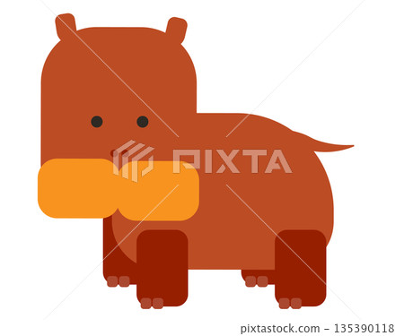 可愛的動物插畫素材,描繪了一個簡單的站立河馬形象 可愛的動物插畫素材,描繪了一個簡單的站立河馬形象 135390118
