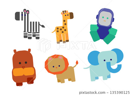 一套可愛的各種動物插圖 135390125