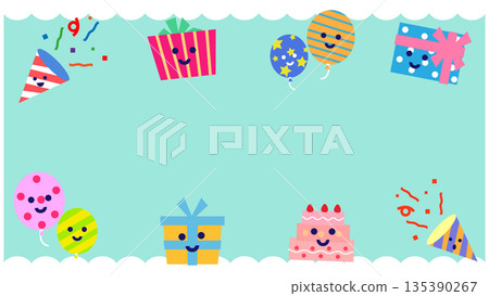A cute frame background illustration with party motifs that can be used for birthdays and celebrations 135390267