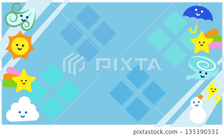 可愛的天藍色背景插圖,帶有天氣圖案 可愛的天藍色背景插圖,帶有天氣圖案 135390331