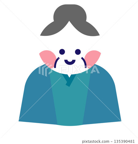 A cute illustration of a Japanese folktale depicting Momotaro's grandmother A cute illustration of a Japanese folktale depicting Momotaro's grandmother 135390481