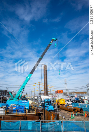 Bridge replacement work Shingashi River Kawagoe City 2025.12 Vertical 135390674