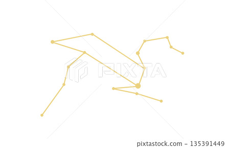獅子座星座線條圖(金色) 獅子座星座線條圖(金色) 135391449