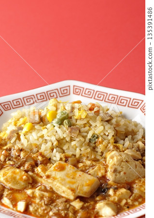 Mapo tofu fried rice with thickened sauce Mapo tofu fried rice with thickened sauce 135391486