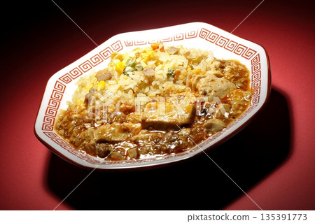 Mapo tofu fried rice with thickened sauce 135391773