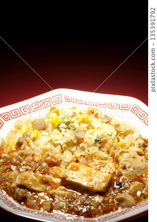 Mapo tofu fried rice with thickened sauce Mapo tofu fried rice with thickened sauce 135391792