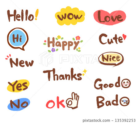 Cute hand drawn English vocabulary set Cute hand drawn English vocabulary set 135392253