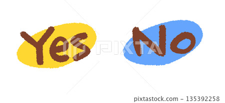 Simple handwritten Yes and No letters Simple handwritten Yes and No letters 135392258