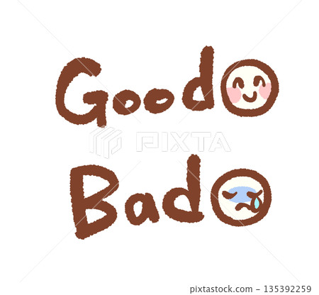 Cute hand drawn Good and Bad letter illustrations 135392259