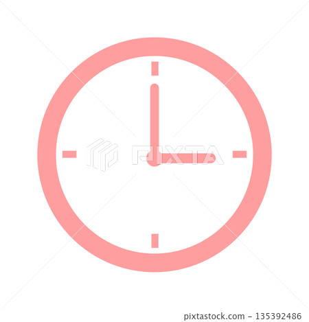 Simple design analog clock icon (3 o'clock) 135392486