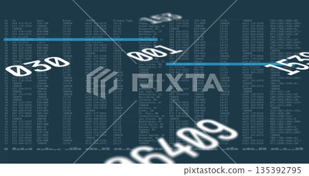 Showing bright blue arrow intersecting log columns on data dashboard, with DNA icons network symbol Showing bright blue arrow intersecting log columns on data dashboard, with DNA icons network symbol 135392795