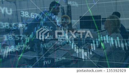 Shaking hands team sealing deal in glass-walled boardroom with laptops, monitors and reports Shaking hands team sealing deal in glass-walled boardroom with laptops, monitors and reports 135392929