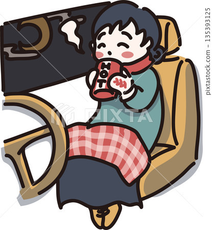 Illustration of a woman trying to stay warm in a car at night Illustration of a woman trying to stay warm in a car at night 135393125