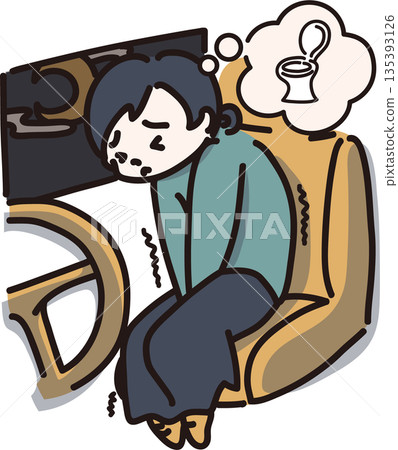 Illustration of a woman who wants to go to the toilet in the car at night Illustration of a woman who wants to go to the toilet in the car at night 135393126