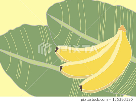 香蕉和葉子卡片 135393150