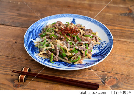 Blue beef with corn Blue beef with corn 135393999