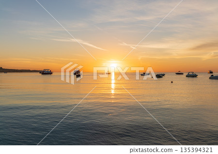 Sunrise over the sea. Panoramic seascape. 135394321