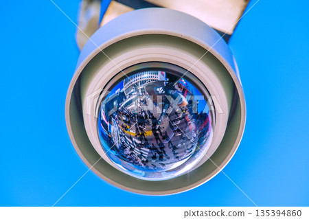 Tokyo cityscape, Japan. View of Shibuya Scramble Crossing and street corner security cameras. A ray of hope for a new era. 135394860