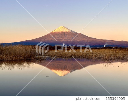 夕陽下的富士山 135394905