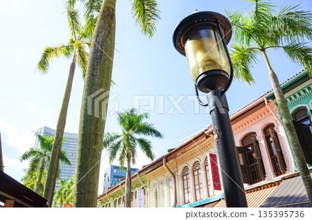 我在新加坡的一個小鎮上看到了一座色彩鮮豔的歐式建築。 135395736