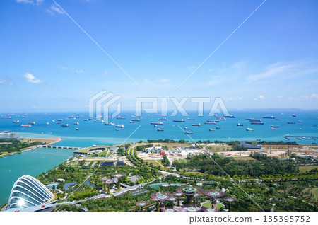 View of Singapore cityscape from the top floor of a skyscraper View of Singapore cityscape from the top floor of a skyscraper 135395752