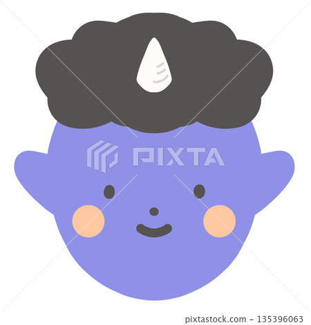 Smiling cute blue demon character Smiling cute blue demon character 135396063