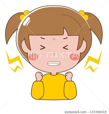 沮喪的女孩咬緊牙關 135396419